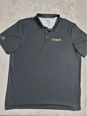 Adidas Polo Shirt Mens XL Gray Polka Dot Dewar's Embroidered Golf Performance
